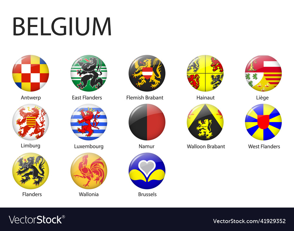 All Flags Of Regions Belgium Royalty Free Vector Image