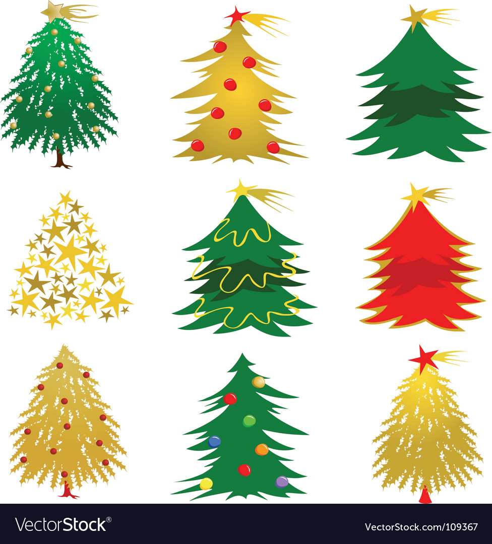 Set Of Christmas Trees Royalty Free Vector Image