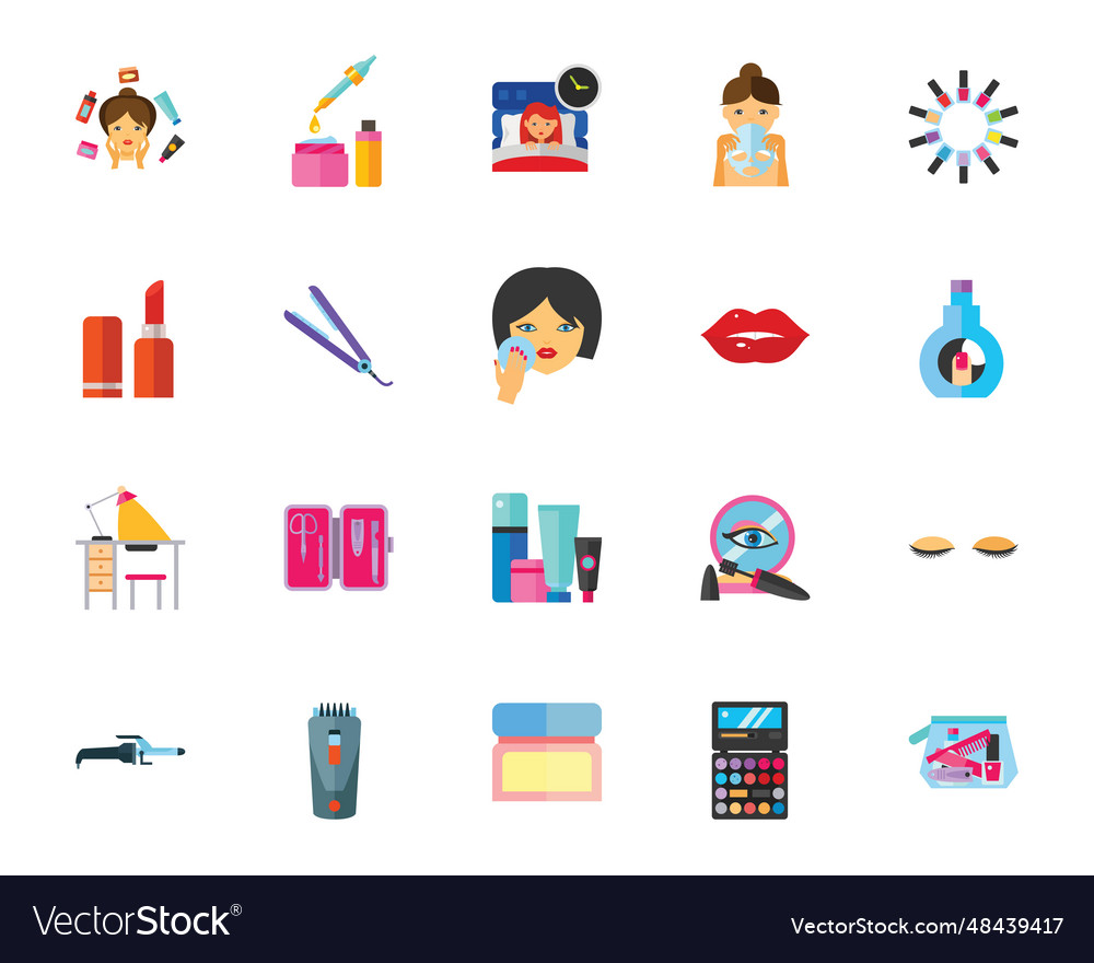 Beauty Icon Set Royalty Free Vector Image VectorStock