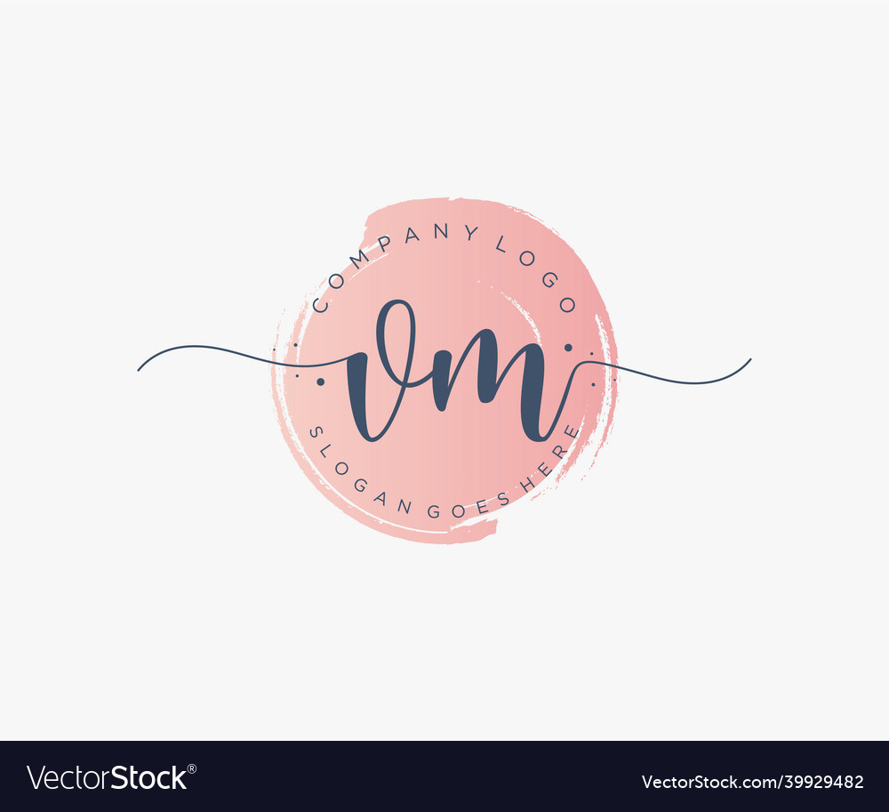 Initial Vm Feminine Logo Usable For Nature Salon Vector Image