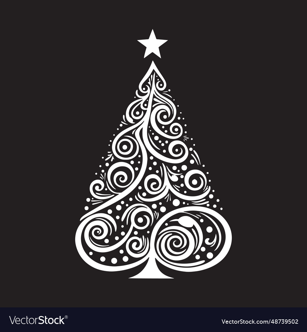 Abstract Christmas Tree Black And White Shape Vector Image