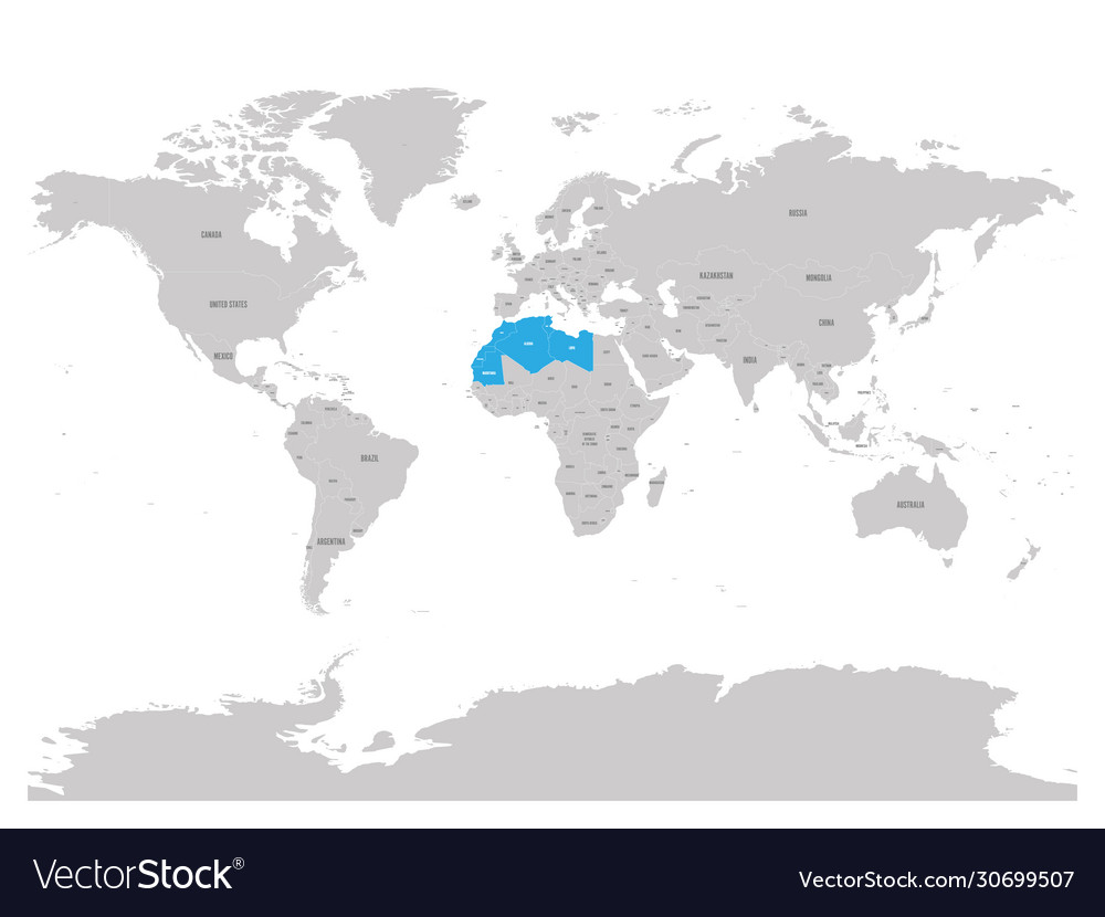 Map Maghreb Countries Northwest Africa States Vector Image