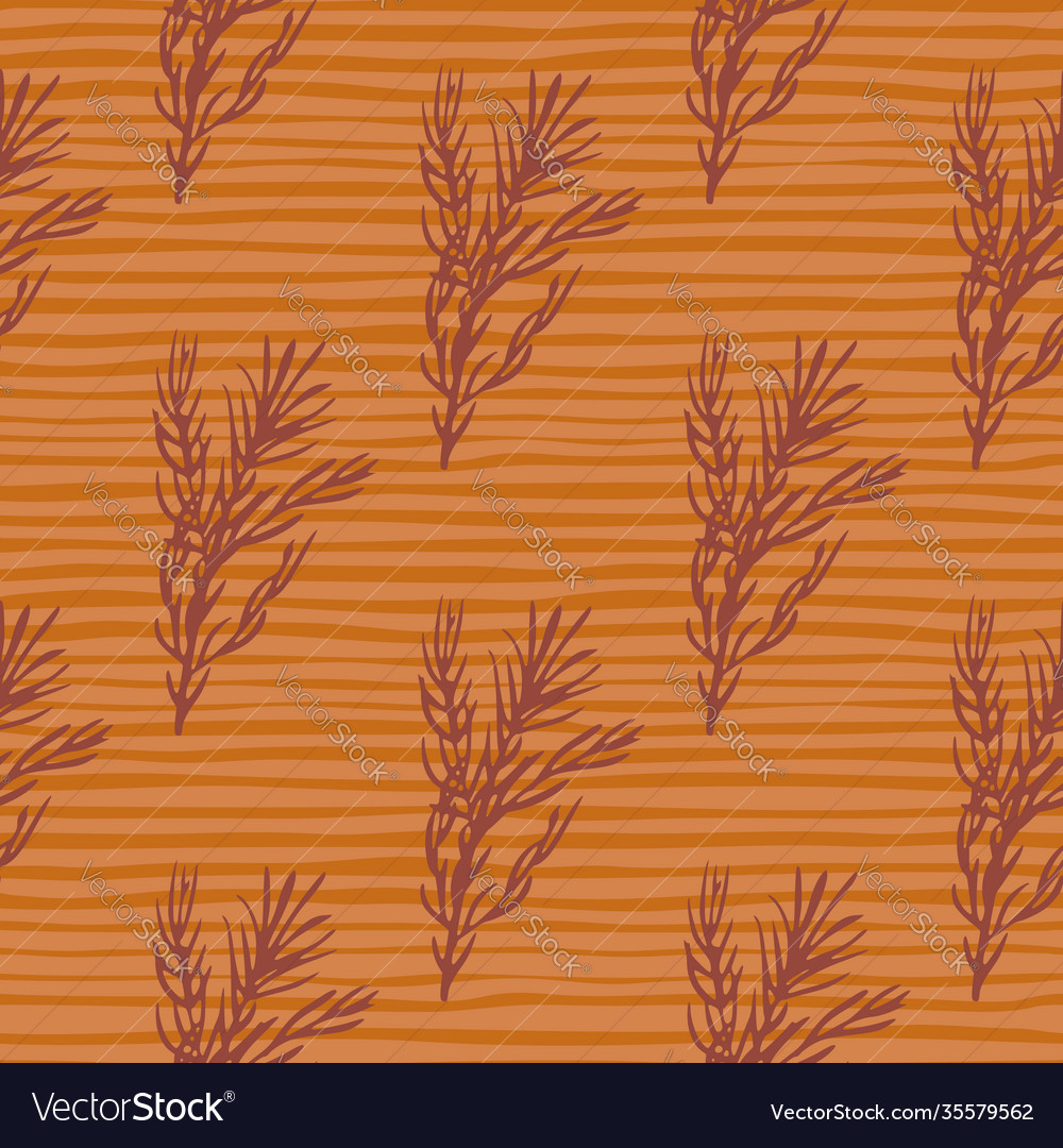 Rosemary Branches Silhouettes Seamless Pattern Vector Image