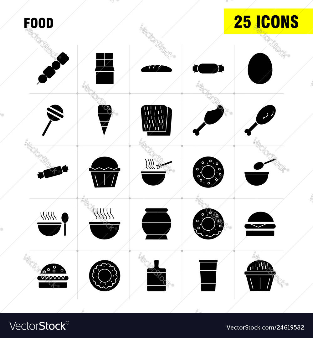 Food Solid Glyph Icons Set For Infographics Vector Image