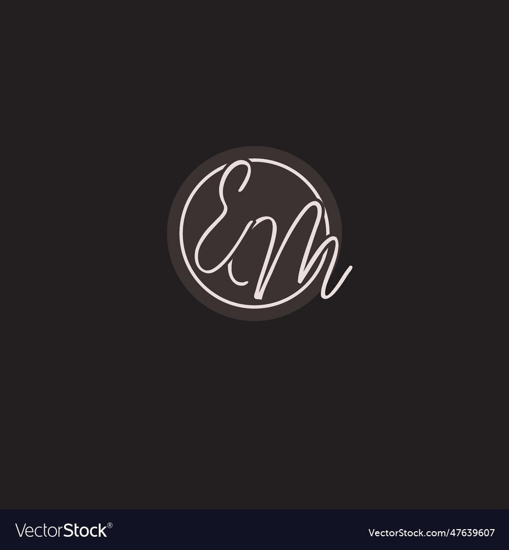 Initials Em Logo Monogram With Simple Circle Line Vector Image