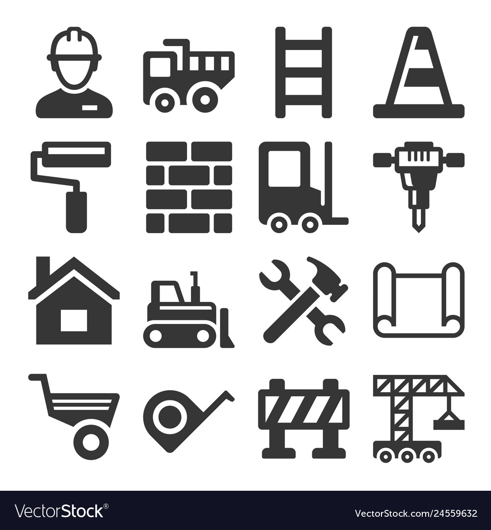 Engineering Building Construction Icons Set On Vector Image