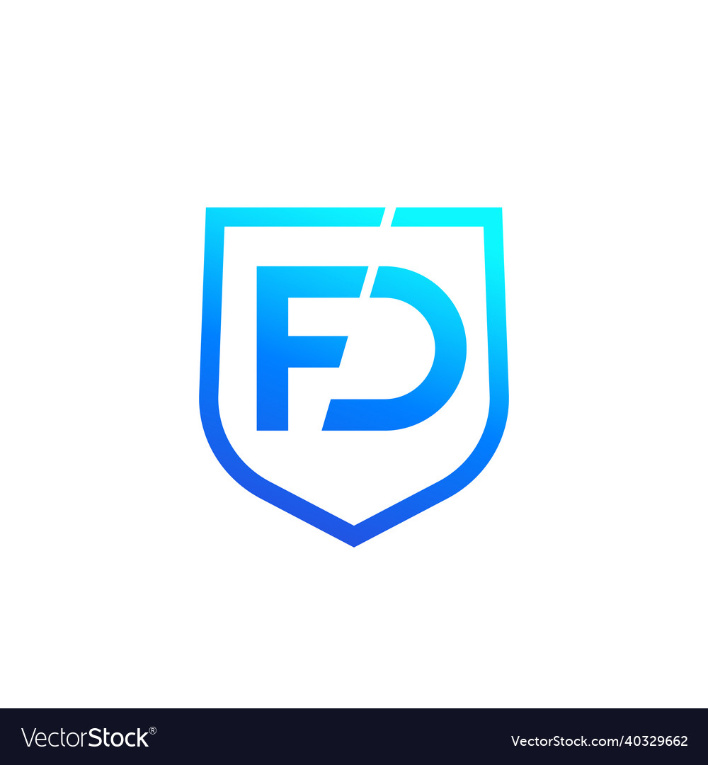 Fd Letters Logo Design With A Shield Royalty Free Vector