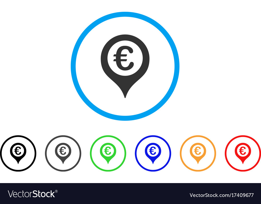 Euro Map Marker Rounded Icon Royalty Free Vector Image