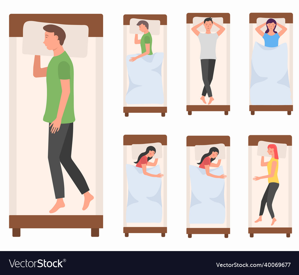 People Character Sleeping In Bed Woman Man Sleep Vector Image