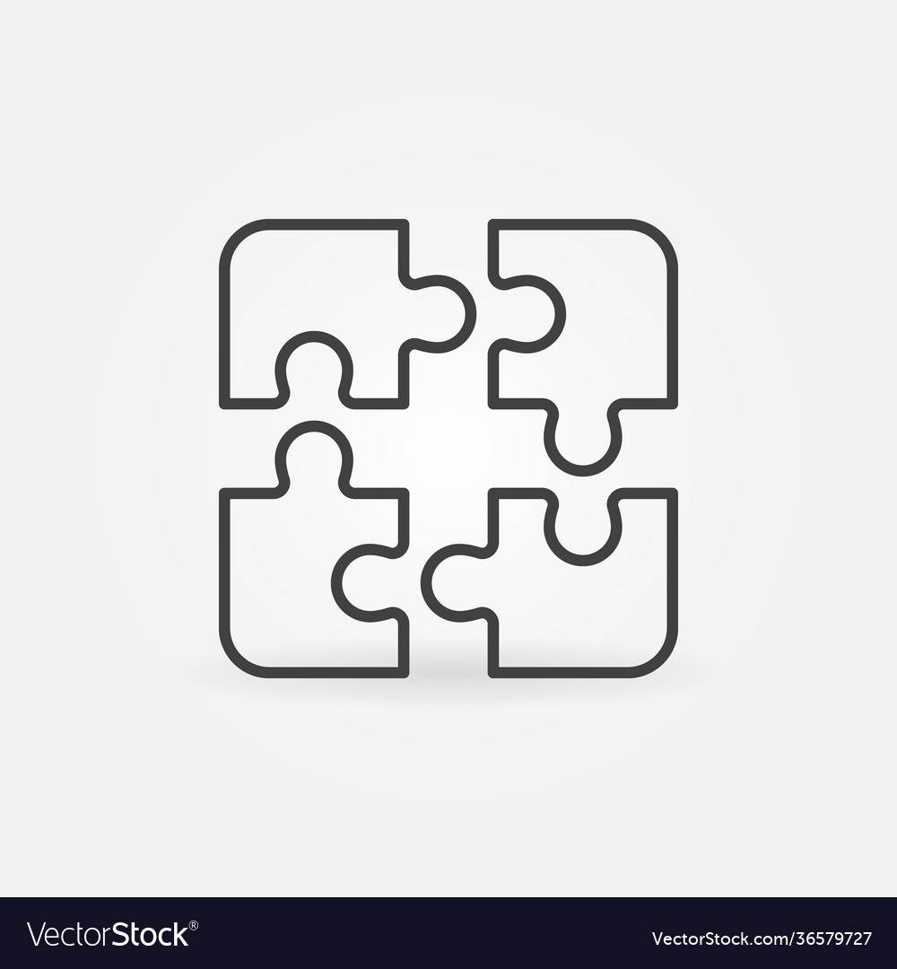 Four Jigsaw Puzzle Pieces Concept Line Icon Vector Image