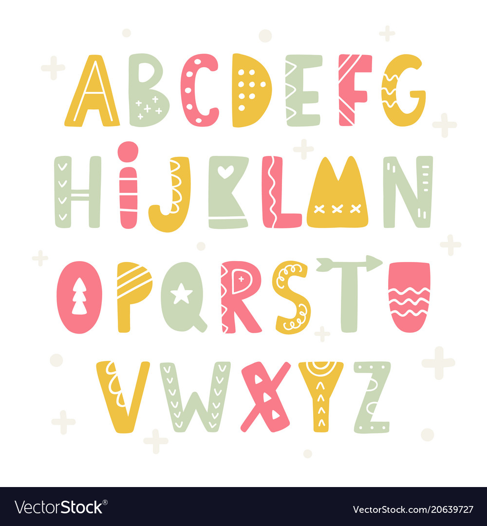 Trendy Scandinavian Folk Alphabet Royalty Free Vector Image