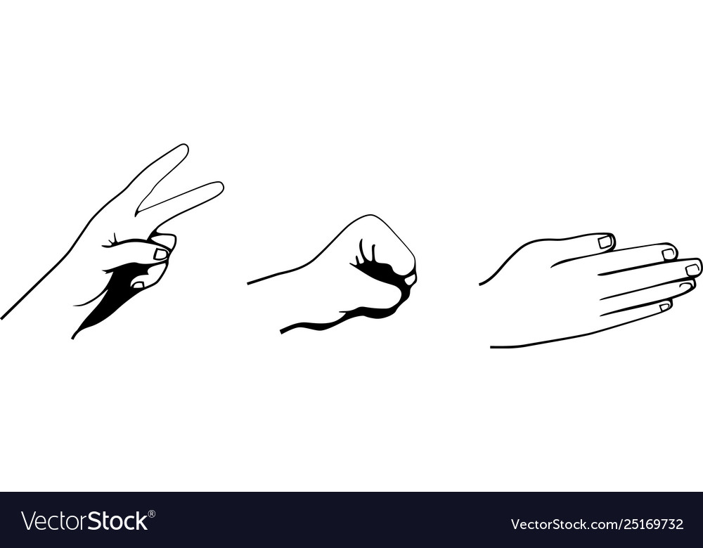 Rock Paper Scissors Hand Gesture Royalty Free Vector Image