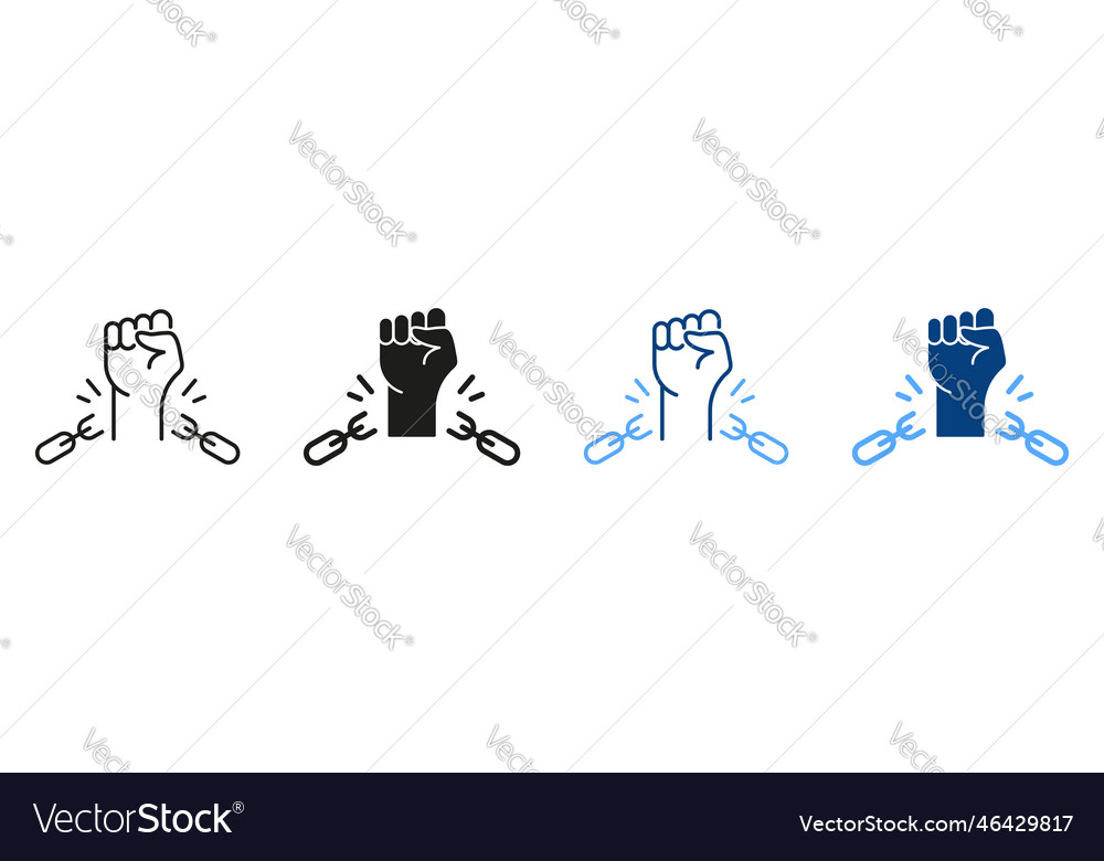 Freedom And Human Rights Silhouette Line Icon Vector Image