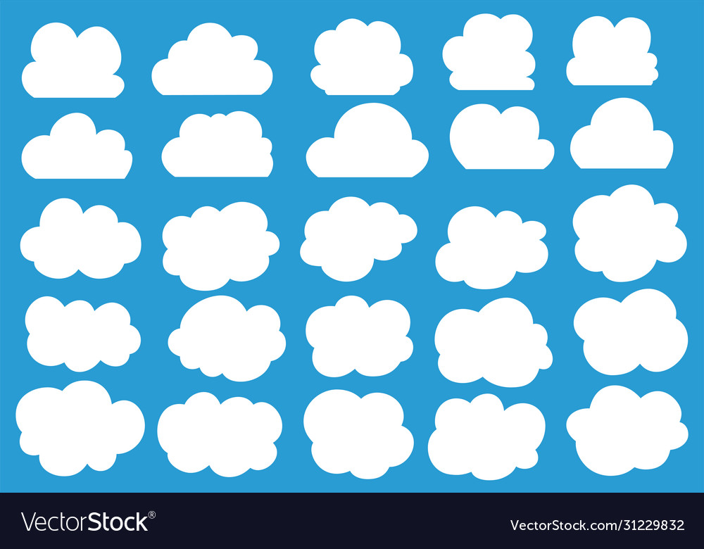 Cute Cartoon Clouds Set Royalty Free Vector Image