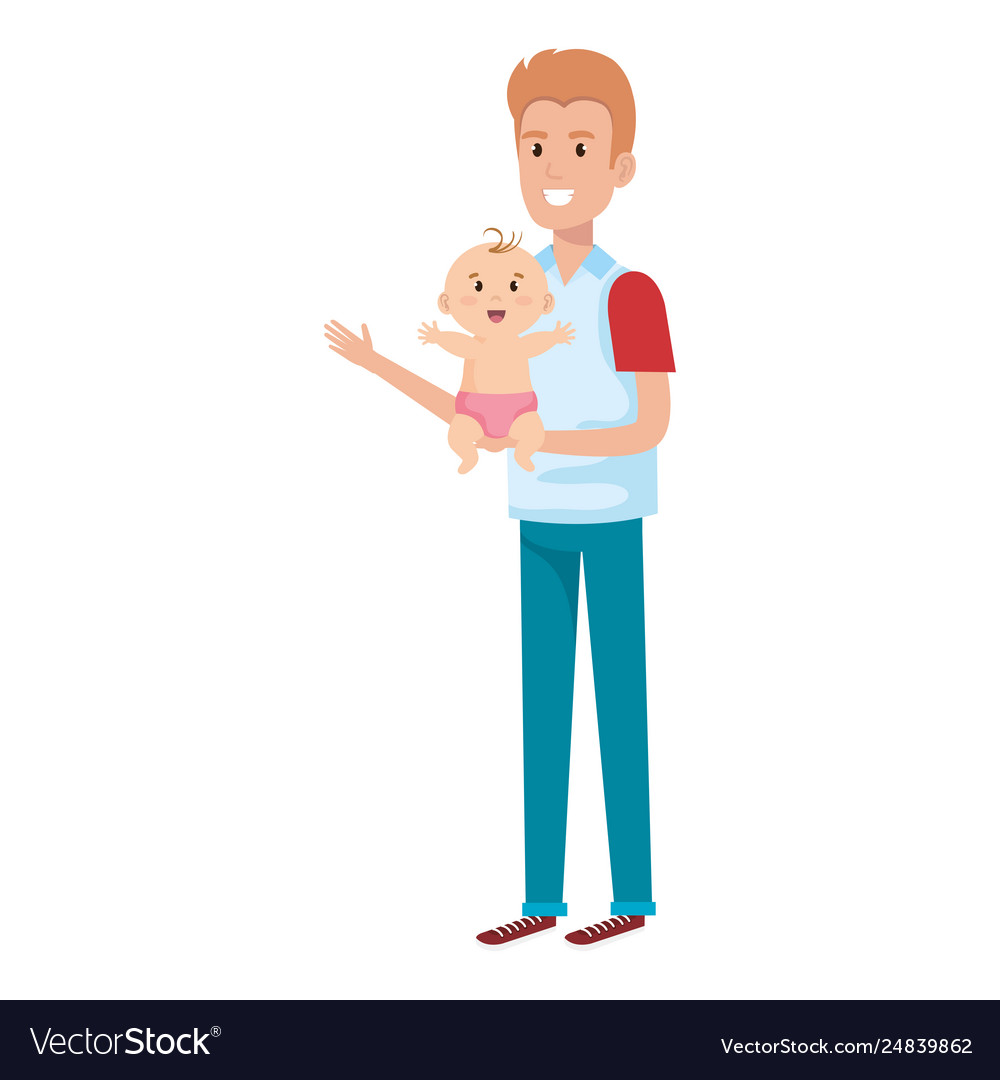 Father Lifting Baby Characters Royalty Free Vector Image