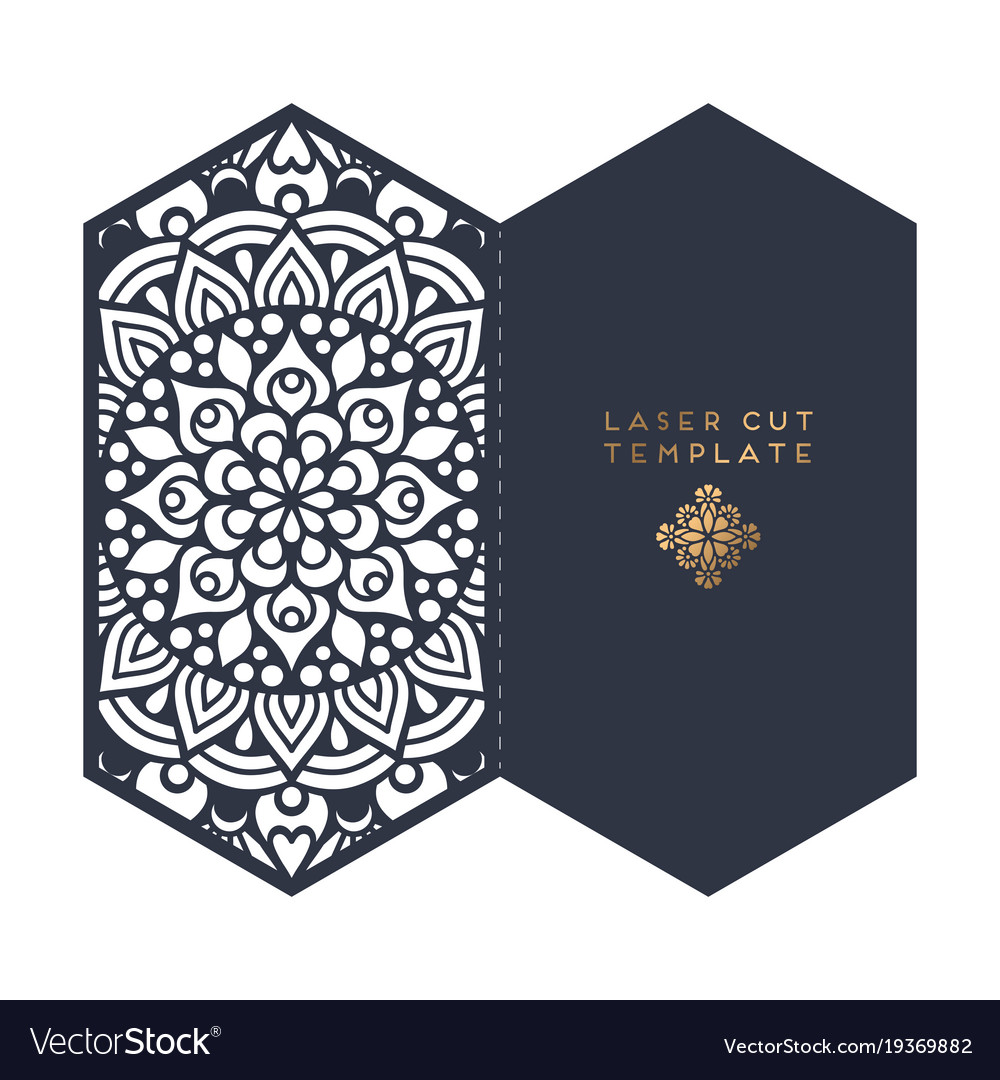 Wedding Card Laser Cut Template Royalty Free Vector Image