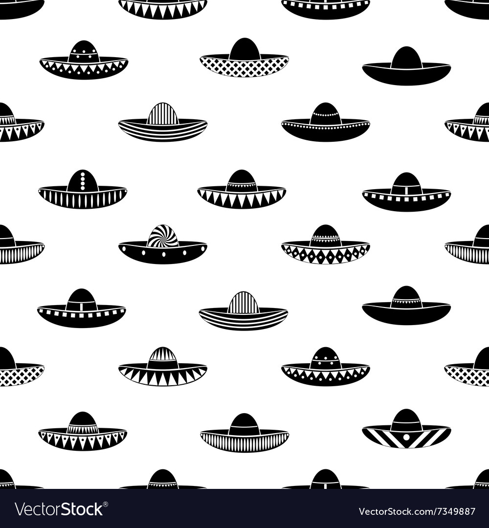 Mexico Sombrero Hat Variations Icons Seamless Vector Image