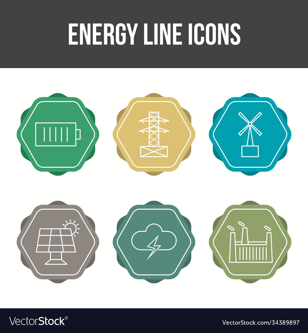 Energy Line Icon Set Royalty Free Vector Image