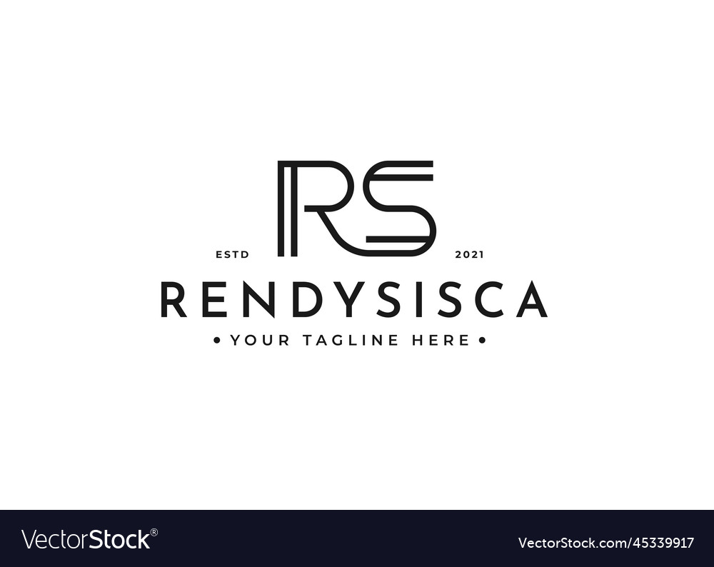 Minimalist Letter R S Logo Design For Personal Vector Image