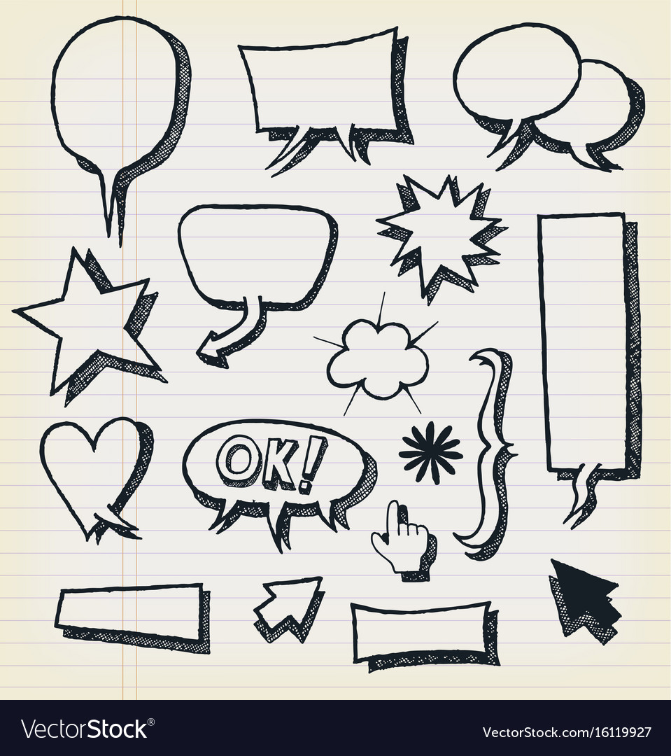 Doodle Speech Bubbles And Elements Set Royalty Free Vector