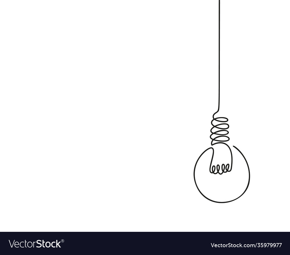 Electric Light Bulb Continuous One Line Drawing Vector Image