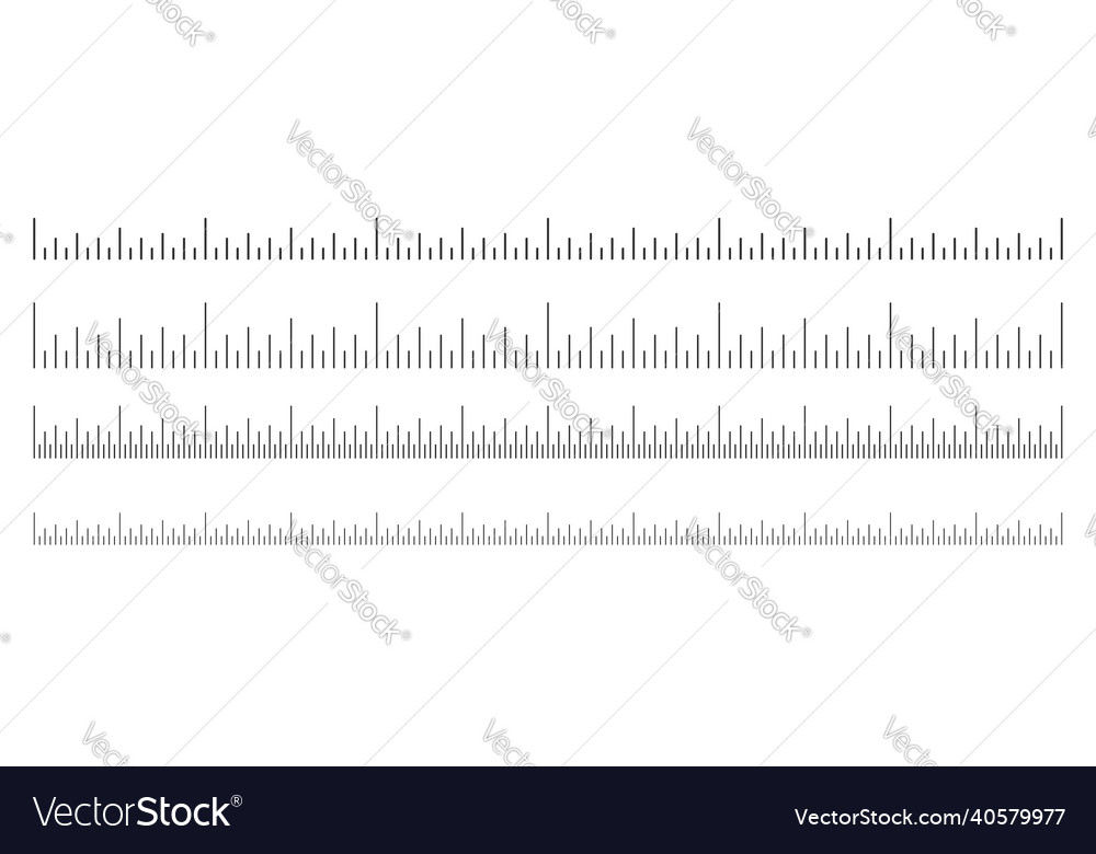 Scale Of Ruler Set Horizontal Measuring Chart Vector Image