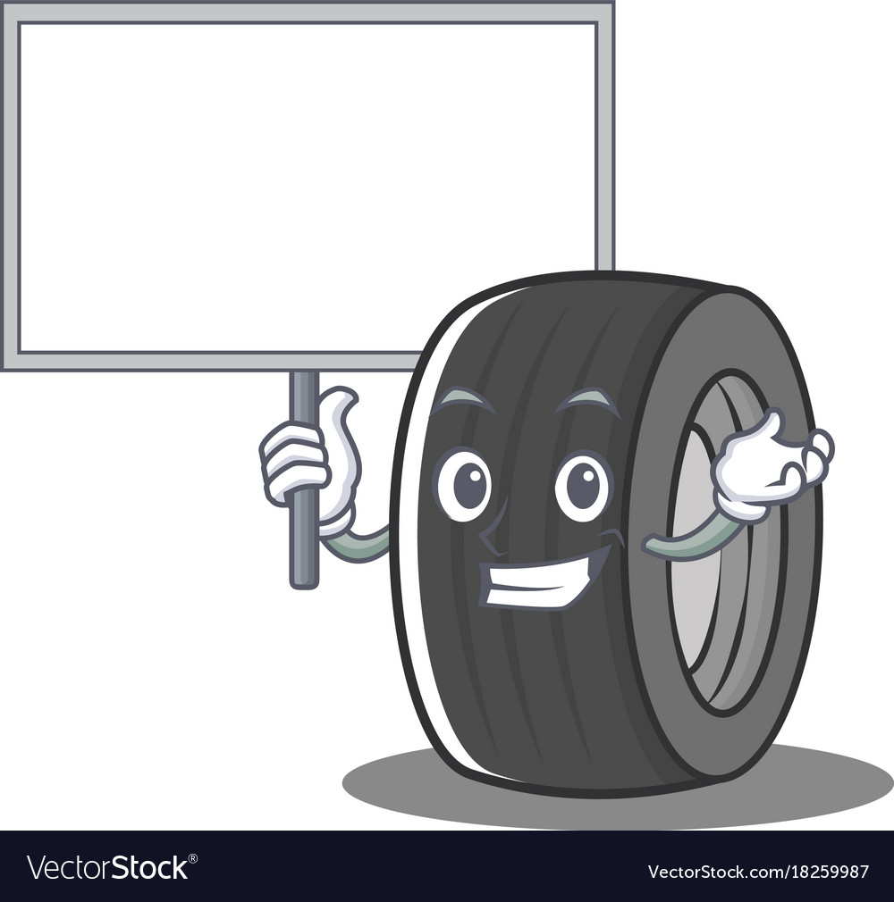 Bring Board Tire Character Cartoon Style Vector Image