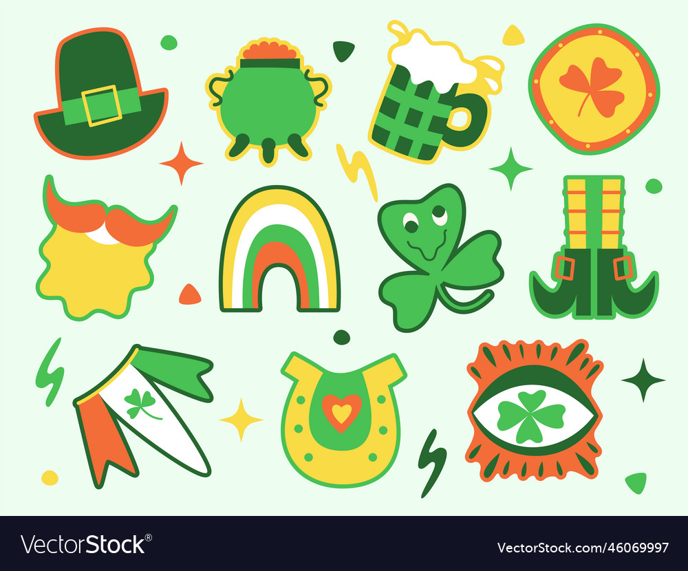 St Patricks Day Sticker Set Royalty Free Vector Image