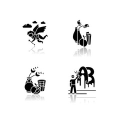 Art Movements Drop Shadow Black Glyph Icons Set Vector Image