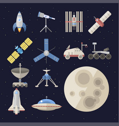 Space Planets And Spaceship In Planetary Vector Image