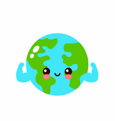 Cute Happy Smiling Kawaii Earth Planet Royalty Free Vector