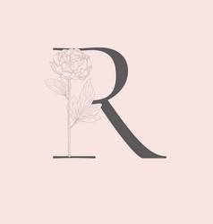 Hand Drawn Floral R Monogram And Logo Royalty Free Vector