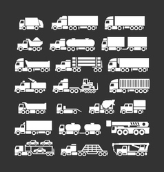 Set Icons Of Trucks Trailers And Vehicles Vector Image