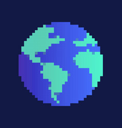 Earth Pixel Art Pixelated Planet In Space Vector Image