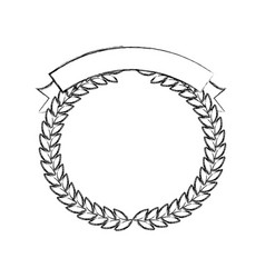 Olive Branches Forming Circle In Monochrome Vector Image