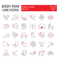 Body Pain Line Icon Set Organs Ache Symbols Vector Image