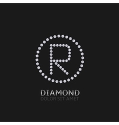 R Italic Letter With Diamonds Royalty Free Vector Image