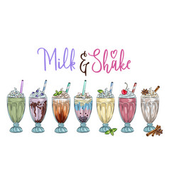 Set Different Milkshakes Chocolate Cherry Vector Image