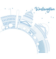 Outline Washington Dc Skyline With Blue Buildings Vector Image