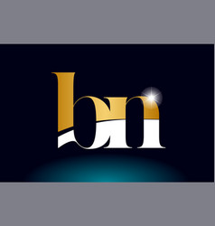 Gold Golden Alphabet Letter Bn B N Logo Royalty Free Vector