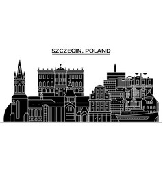 Poland Szczecin Architecture Line Skyline Vector Image