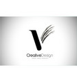 V Brush Stroke Letter Logo Design Black Paint Vector Image