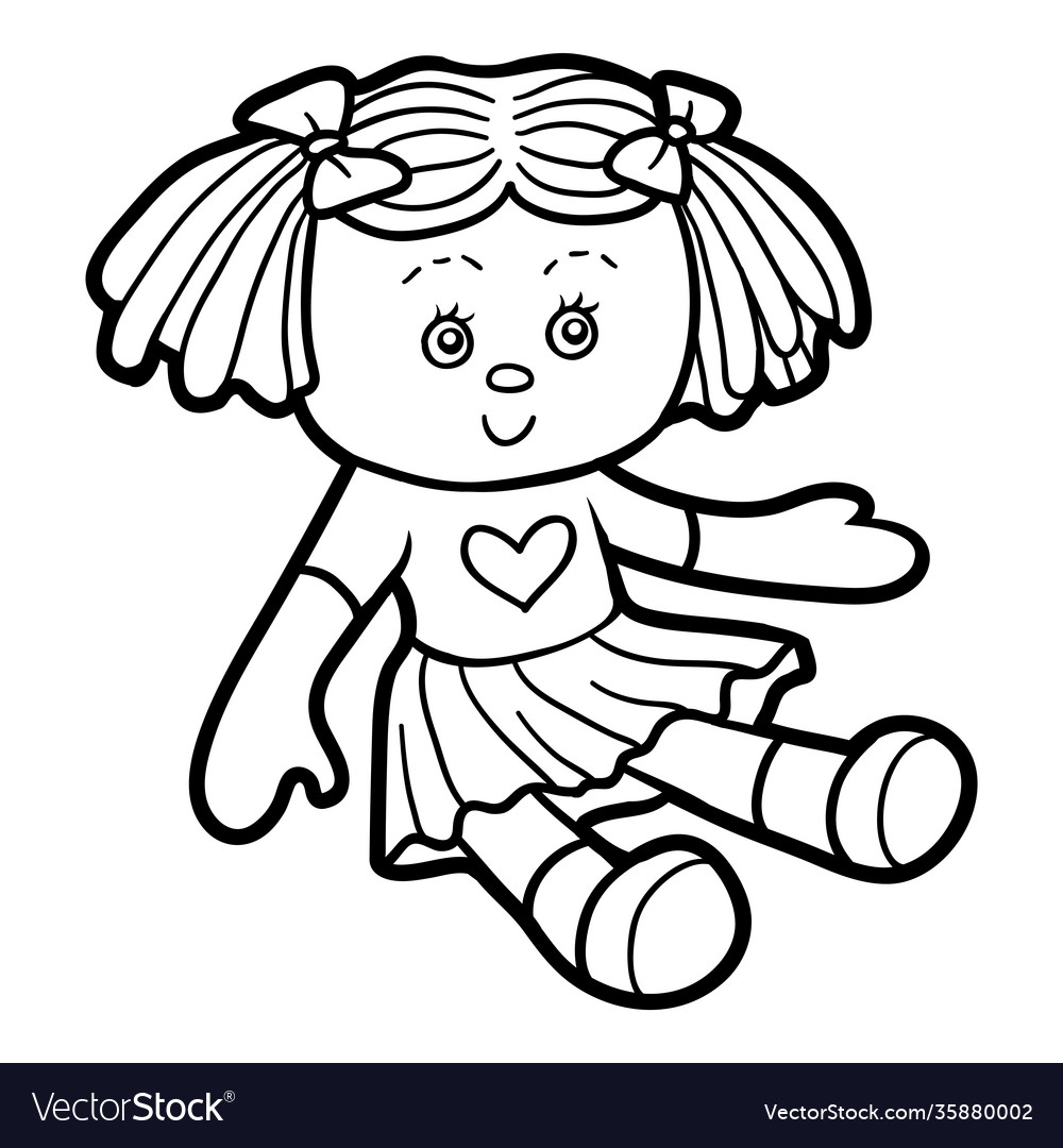 Coloring book for children doll Royalty Free Vector Image