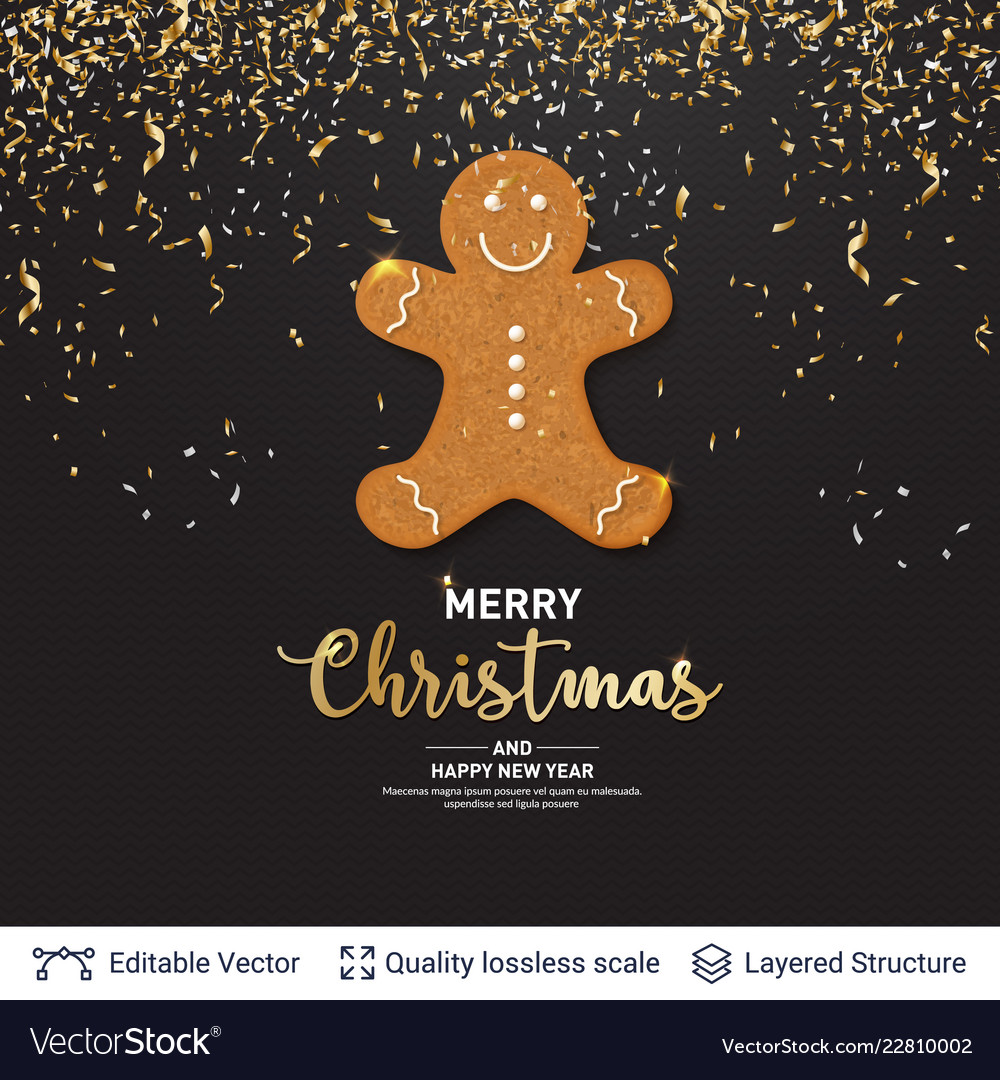 gingerbread man cookie and text on dark banner dark banner