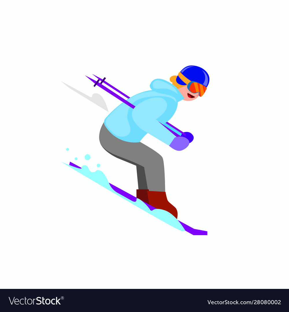 Man skiing in downhill winter sport flat Vector Image