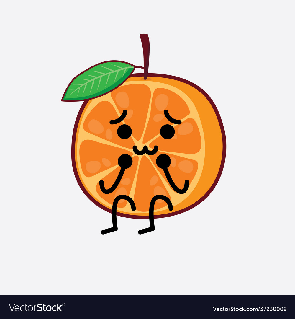 Sliced orange cute character with simple face Vector Image