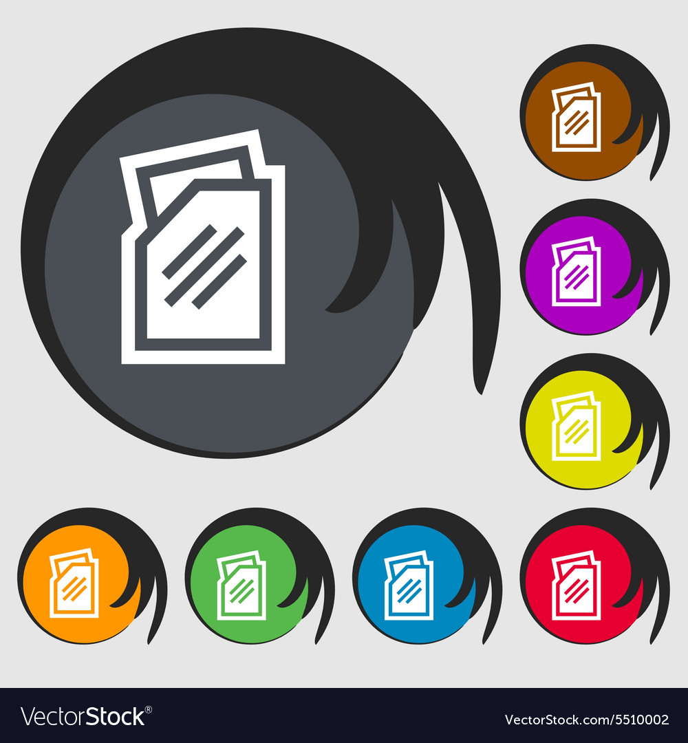 Text file icon sign symbol on eight colored Vector Image