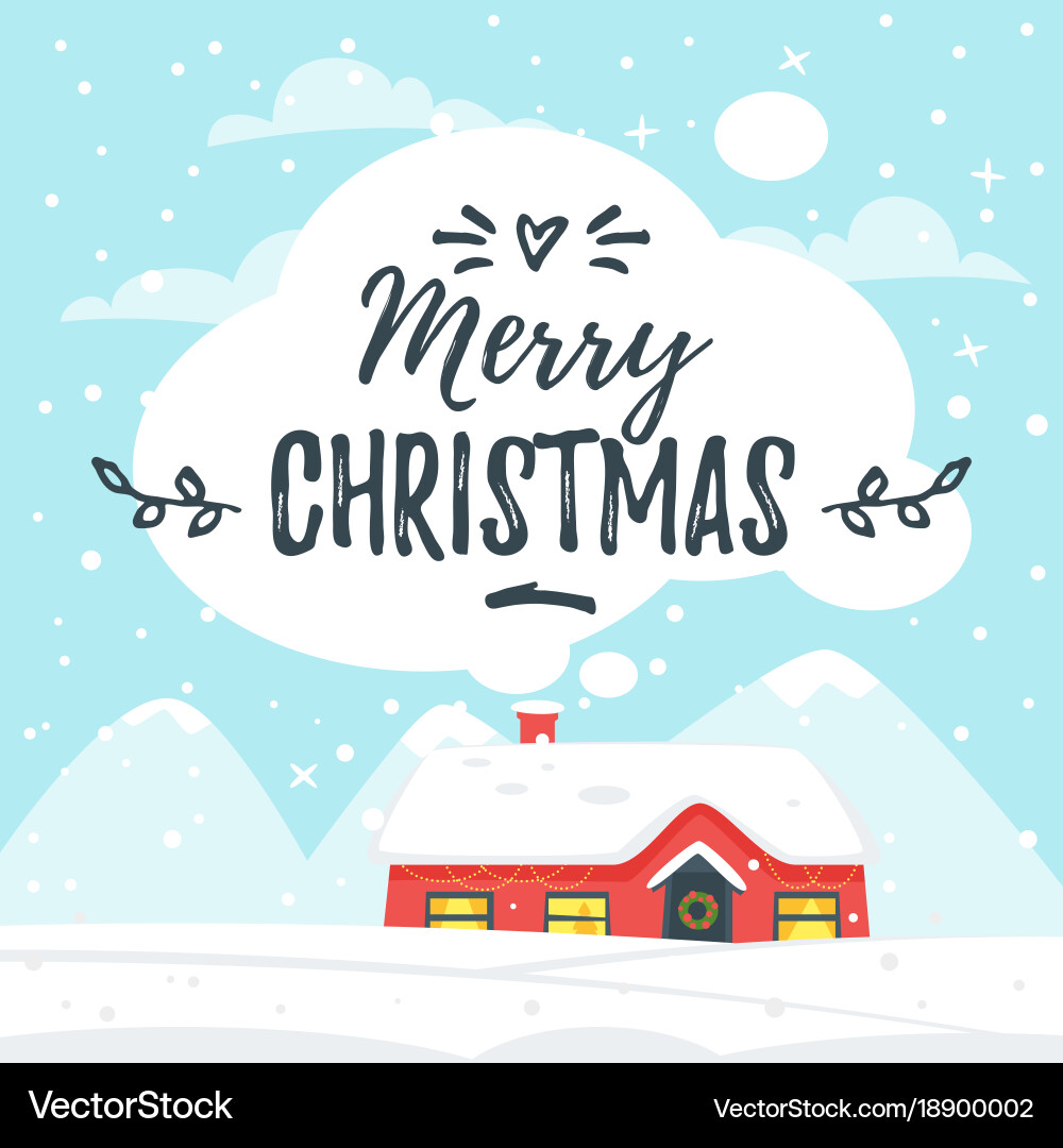 Winter background with house Royalty Free Vector Image