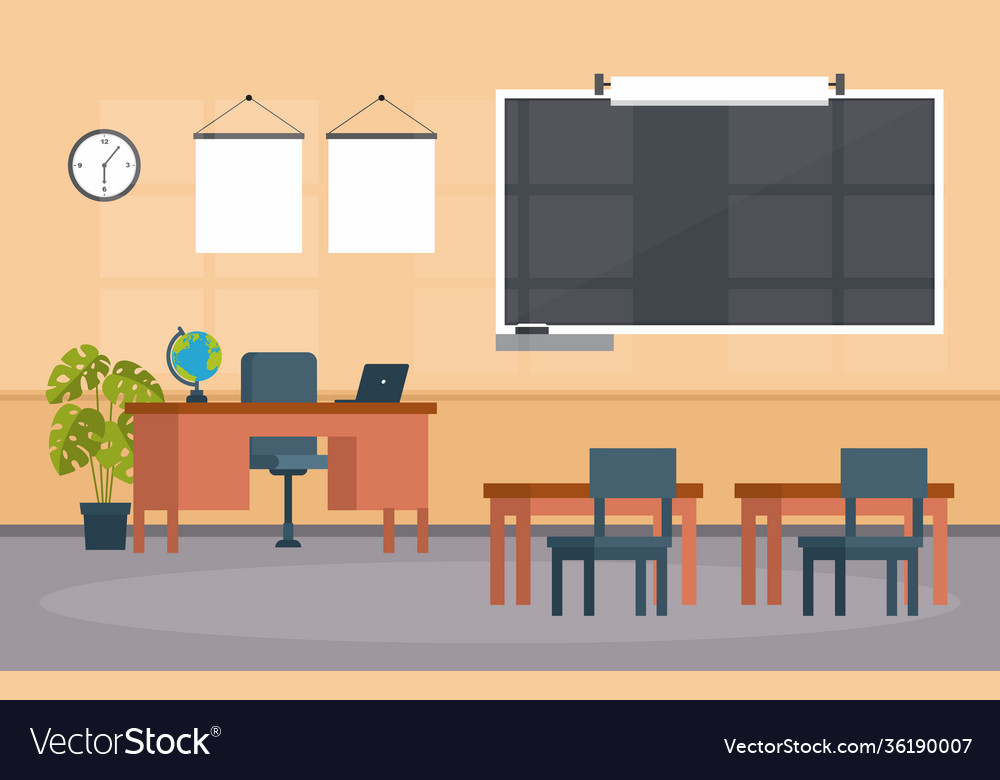 Empty classroom education elementary high school Vector Image