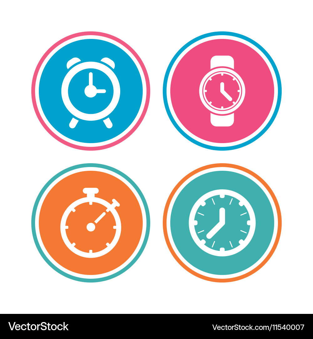 Mechanical clock time icons Stopwatch timer Vector Image